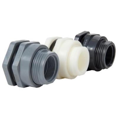 Threaded Bulkhead - 2Installed Thread x Thread Polypropylene Bulkhead Fitting Gasket-3.25Hole Size
