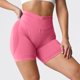 thumbnail image 3 of Gibobby Pantalones De Casuales Para Mujer Pantalones cortos de algodón para mujer, cintura alta elástica, plisados, con volantes, lindos, para la playa, informales, fluidos(Rosa, S), 3 of 4