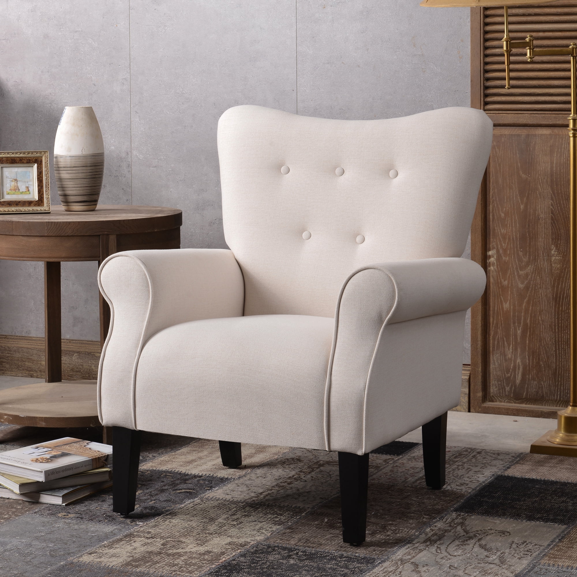 Luxury High Wing Back Upholstered Armchair Lounge Tub Chair Sofa with Footstool 