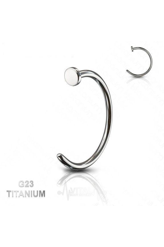 18G Titanium: Adjustable, Open Nose Ring, Easy To Fit Disk End, Hypoallergenic, Comfortable, Half Hoop • Vital Body Jewelry