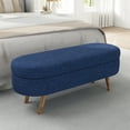 thumbnail image 5 of JESTOP Oval Storage Ottoman Bench, Linen Ottoman Boucle Ottoman with Wood Legs, Modern End of Bed Storage Bench, Foot Rest Stool with Storage, 43.5"x 16"x16", 5 of 7