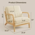 thumbnail image 5 of Mid-Century Modern Accent Chair, Aiho Solid Wood Arm Chair with Wood Frame and Pillow, Fabric Upholstered Armchair Comfort Reading Chair Lounge Chair for Living Room Bedroom Guest Room - Beige, 5 of 10