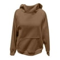 thumbnail image 4 of UAMVSH Womens Hoodies Oversized Solid Color Basic Hooded Sweatshirts Classic Fall Long Sleeve Pullover with Thumb Hole(XX-Large,Brown), 4 of 6