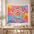 thumbnail image 5 of Smiling Checkered Heart Among Rainbow Swirls, Playful Retro for Self-Care Enthusiasts, Motivational Wall Art, Housewarming Gift, Tapestry Wall Hanging for Bedroom and Dorm, 5 of 7