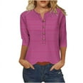 thumbnail image 4 of Birdeem Blouses for Women Womens Printed Button 3/4 Sleeve T-Shirt Loose Top, 4 of 9
