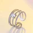 thumbnail image 2 of Bling Queen Women's Silver Plated Tired Open Ring With Cubic Zirconia, Three Layered Ring, Silver Ring Pave Shining Zirconia, Silver Open Band Stacking Ring, Dainty Rings For Women(Silver), 2 of 4