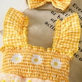 thumbnail image 6 of Curenmufel Baby Girl Bodysuit Dress Sleeveless Tie Shoulder Heart Romper Tulle Dress with Headband Set Spring Summer Clothes 0 3 6 9 12 18 24 Months (Yellow,Size 12-18 Months), 6 of 7