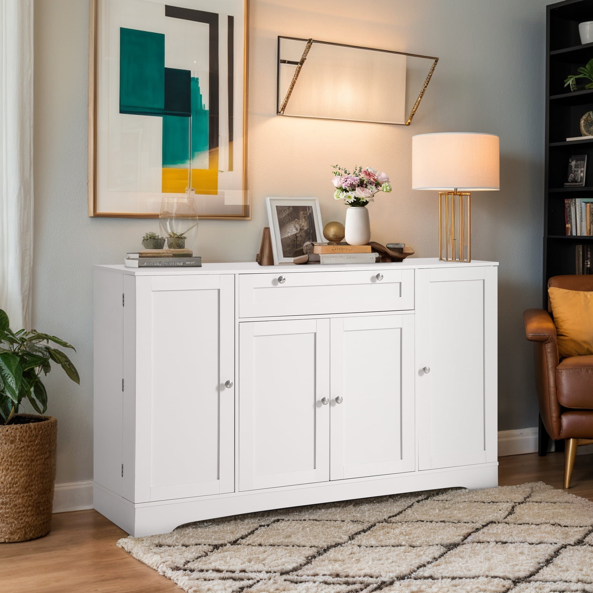 Magic Union 54" Modern Buffet Cabinet with Storage,Wood Sideboard Cabinet with Drawer,Coffee Bar Cabinet with Doors and Adjustable Shelves,Kitchen Pantry Storage Cabinet for Living Room