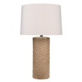 thumbnail image 1 of Benzara BM241215 Ceramic Table Lamp with Diamond Pattern, White & Beige, 1 of 5