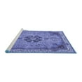 thumbnail image 2 of Ahgly Company Machine Washable Indoor Round Medallion Blue Traditional Area Rugs, 7' Round, 2 of 4