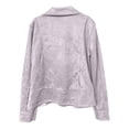 thumbnail image 4 of Women's Faux Suede Biker Jacket Lapel Asymmetric Zip Up Long Sleeve Slim Fit Short Moto Coat Casual Outerwear(Grey,M), 4 of 4