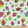 thumbnail image 2 of Ambesonne Fruit Fabric by the Yard Upholstery, Cartoon Strawberries, 5 Yards, Pink Mustard, 2 of 5