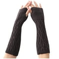thumbnail image 2 of Dyfzdhu Winter Casual Hemp Flowers Fingerless Fashion Knitted Long Gloves Brown, 2 of 5