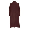 thumbnail image 5 of IROINNID Maxi Dress for Women Strapless V-Neck Shift Dress Winter V-Neck Long Sleeve Button Long Dress ,Burgundy, 5 of 6