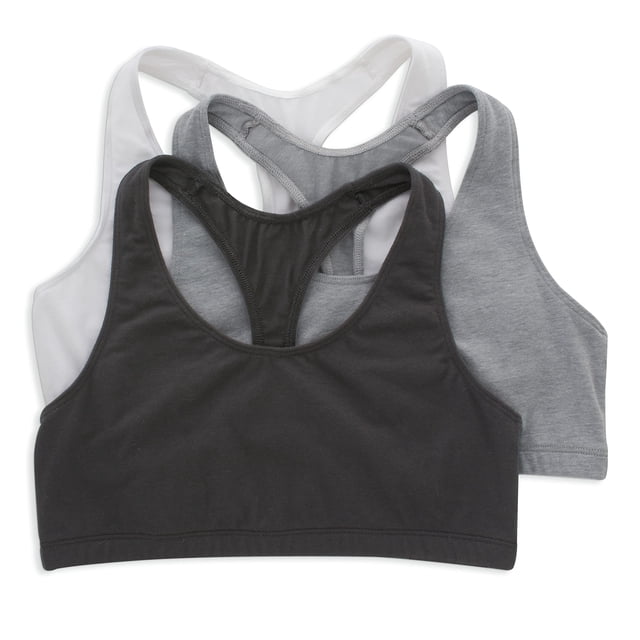 Sujetador deportivo Bralette Hanes Racerback Low Impact para mujer, paquete de 3