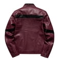 thumbnail image 2 of Men's Wings Color Block PU Leather Motorcycle Jacket, Double Stand Collar Street Casual Motorcycle Jacket, Hip Hop Punk Retro Top, 2 of 13