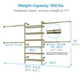 thumbnail image 4 of Timate P3 Closet System, Expandable Wall Mounted Closet System with 6 Adjustable Shelves & 4 Expandable Hanger Rods, Industrial Pipe Clothing Rack for Hanging Clothes, Fits Spaces 6'4"-9'3", Gold, 4 of 10
