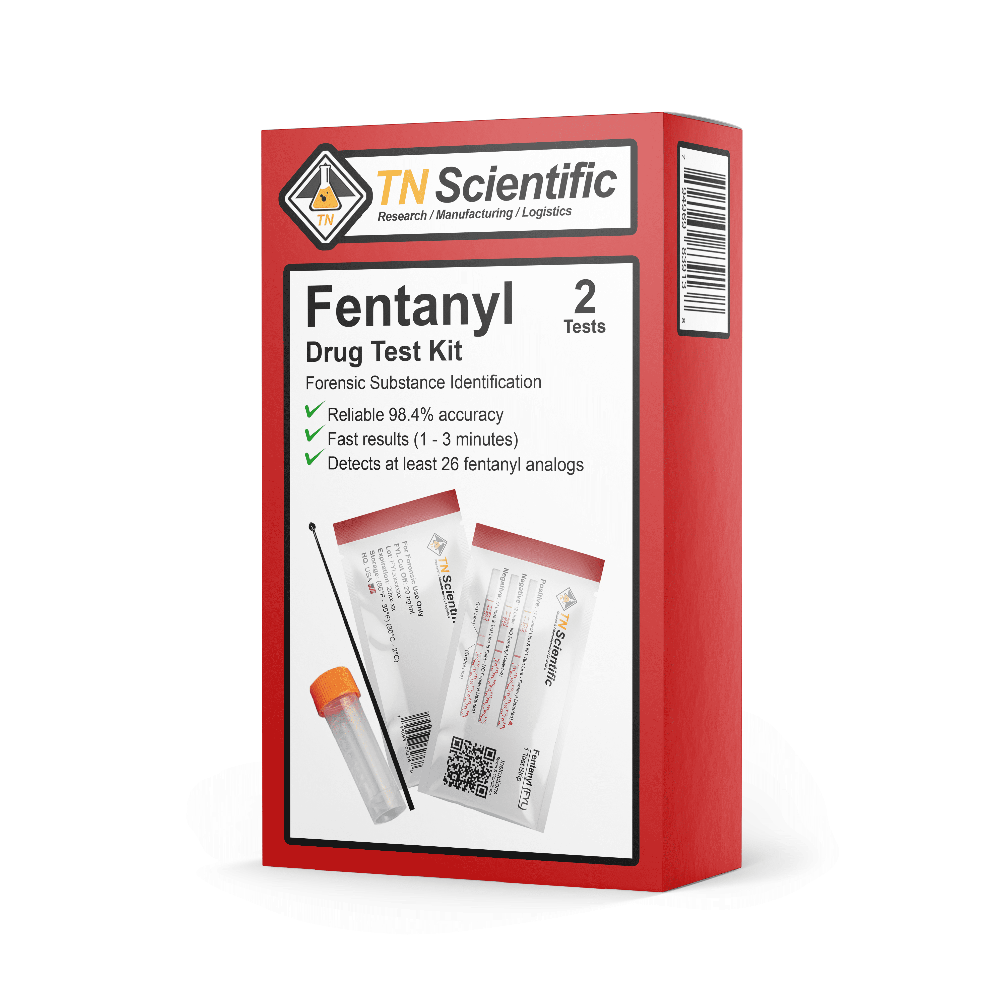 2 Pack TN Scientific Fentanyl Strips for Rapid Detection, Urinary