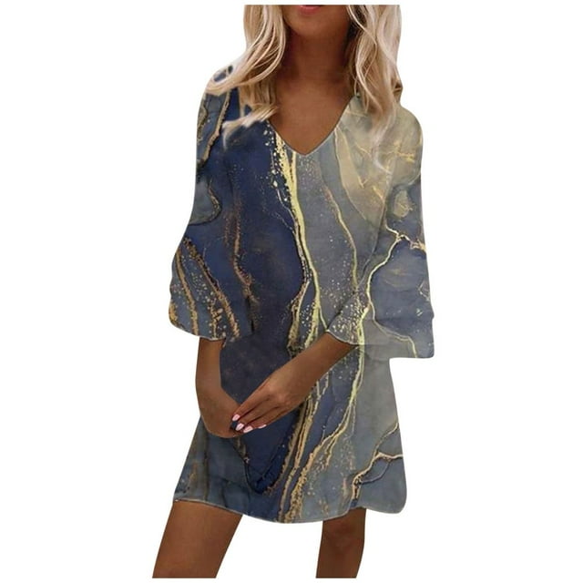 Robes d'Été à Fleurs Grande Taille pour Femmes Robe Boho Décontractée 1X-4X