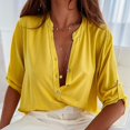 thumbnail image 1 of Mesdames V Col Tunique Tops Casual Base Chemisier Stand Col Chemises à Manches Mi-Longues, 1 of 2