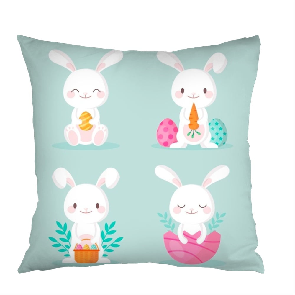 Dicasser Happy Easter Pillow Cover Bunny Rabbit Decorative Throw
