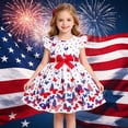 thumbnail image 2 of Tisuna Red White And Blue Butterfly Dress For Girls Toddler Kids Ruffled Sleeve Belt Waist Dress 4Th Of July Patriotic Sundress White Size 3-4 Years, 2 of 8
