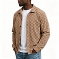 thumbnail image 4 of Vxararl Men Checkerboard Shacket Jacket, Classic Long Sleeve Checkerboard Shirt Overshirt, Lightweight Shirt Jacket with Side Hand Pockets for Fall Everyday Outfits Khaki S, 4 of 8