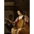 thumbnail image 2 of Jean Daret 12x14 Black Ornate Wood Framed Double Matted Museum Art Print Titled: Woman Playing a Lute (1638), 2 of 5