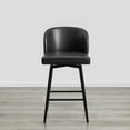 thumbnail image 3 of CHITA 27" Swivel Upholstered Counter Bar Stools with Back & Metal Leg Set of 2,Faux Leather in Black, 3 of 7