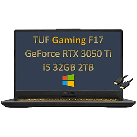 ASUS TUF Gaming F17 17.3" FHD 144Hz (32GB RAM, 2TB PCIe SSD, Intel 6-Core i5-11260H (Beat i7-10750H), RTX 3050 Ti), (1920x1080) IPS Laptop, RGB Backlit, Type-C, Wi-Fi 6, HDMI Cable, Windows 10