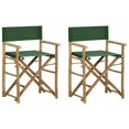 thumbnail image 1 of vidaXL Chaises de Réalisateur Pliantes 2 Pcs Bambou Vert et Tissu, 1 of 5
