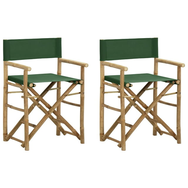 vidaXL Chaises de Réalisateur Pliantes 2 Pcs Bambou Vert et Tissu