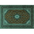 thumbnail image 1 of Ahgly Company Machine Washable Indoor Rectangle Medallion Turquoise Blue Traditional Area Rugs, 7' x 10', 1 of 4