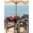 thumbnail image 2 of Outdoor Tablecloth with Umbrella Hole and Zipper, Merry Christmas Square Table Cloth 60x60 Inch Waterproof Tablecloth, Red Xmas Balls Snowflake Black Plaid Picnic Table Cover for Patio Camping, 2 of 7