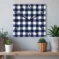 thumbnail image 6 of Navy Blue Check Wooden Wall Clock Silent Non Ticking, Farmhouse Buffalo Plaid Blue Square Wall Clocks Battery Operated, Decor Clock for Home Office, Living Room, Kitchen, 12 Inch, 6 of 9