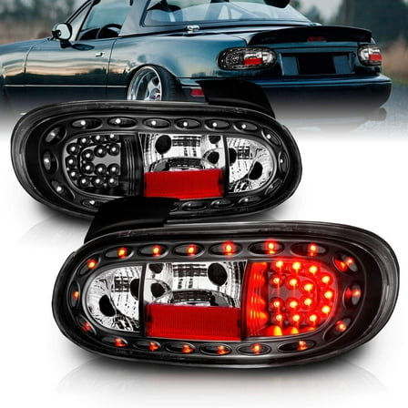 AmeriLite Led Taillights Black For 1999-2005 Mazda Miata - Passenger and Driver Side