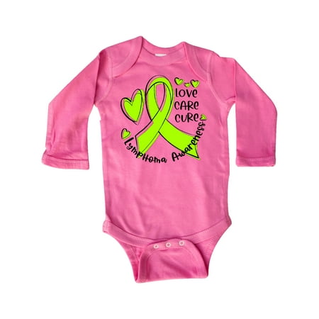 

Inktastic Love Care Cure Lymphoma Awareness Lime Green Ribbon Hearts Gift Baby Boy or Baby Girl Long Sleeve Bodysuit