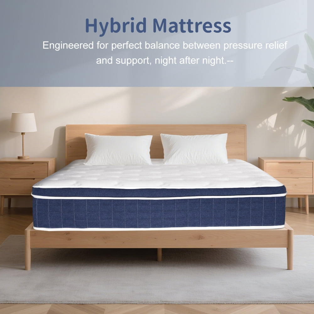 UBesGoo King Mattress14 Inch Memory Foam Hybrid Mattress, with Pocketed Springs Medium Firm Support, Motion Isolation Edge Support