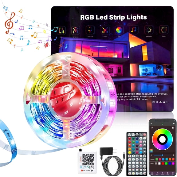 Lights for  100FT,   Strip Lights Music Sync, DIY Color Changing  Light Strip with Remote & App Controll,  Lights for Room Decor Tape Lights Ambiant Lighting (1 Roll)