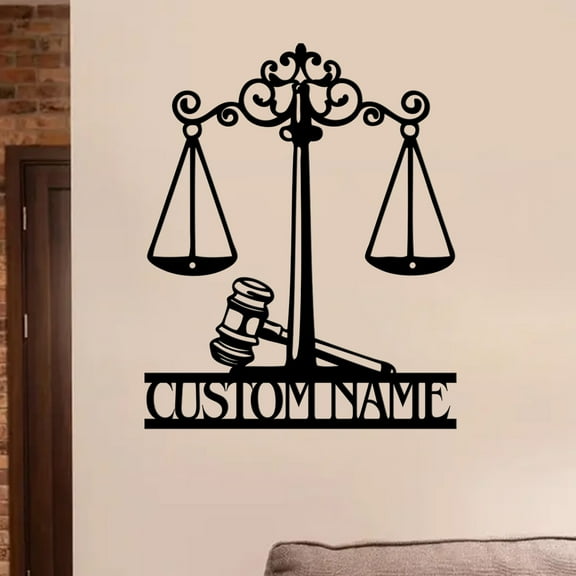 Custom Scales of Justice Metal Wall Art , Scales of Justice Sign, Personalized Lawyer Gift, Attorney Gift, Lawyer Office Decor