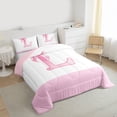 thumbnail image 3 of jejeloiu Initial Letter L Queen Comforter Set,Pink Bows Ribbon Bedding Comforter Set For Bowtie Lover Reversible 3-Piece, 3 of 8