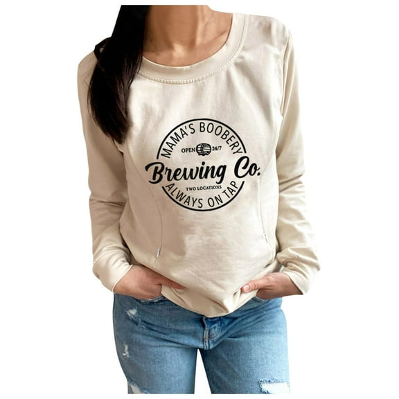 Xiulive Women Casual Maternity Nursing Sweatshirt Comfort Friendly Zip Breastfeeding Pullover Tops Mama'S Boobery Sweater Casual fashion