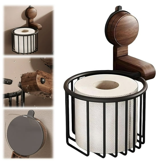 PLJFXXM Vintage Wall-Mounted Toilet Paper Holder with Wire Basket Design, Oil-Rubbed Bronze, Wall-Mounted Bath Hand Towel Holder with Braiding Carvings, Vintage Style-Black