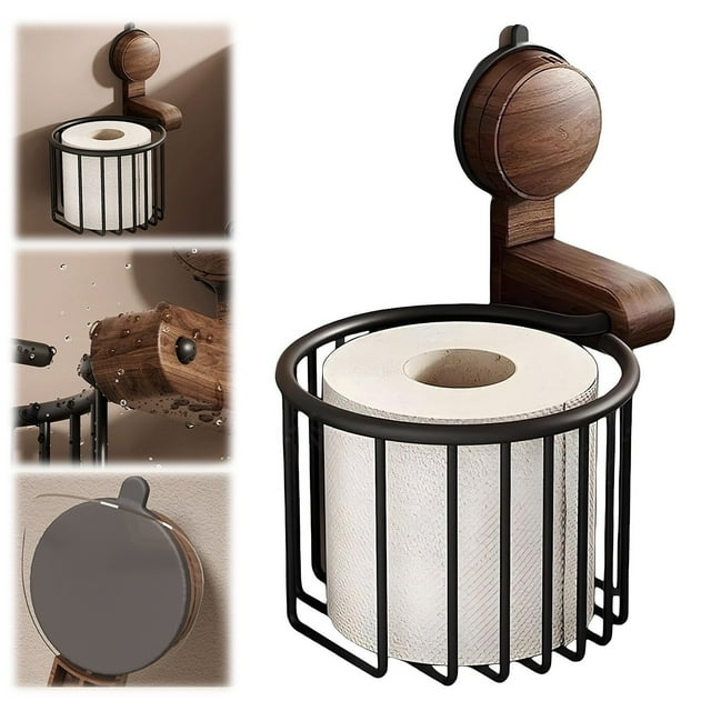 No-Drill Towel Organizer TASTAN No-Drill Suction Cup Towel Holder - Strong Grip Wall Mount Organizer for Bathroom & Kitchen, Space-Saving Retro Design Works on Tile/Glass/Mirrors, Towel Rack, Black