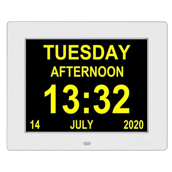 8-inch Day Date Time Digital Day of Week Clock 8 Alarm Option for Seniors Elderly with Impaired Vision Memory Loss Demenita Clocks