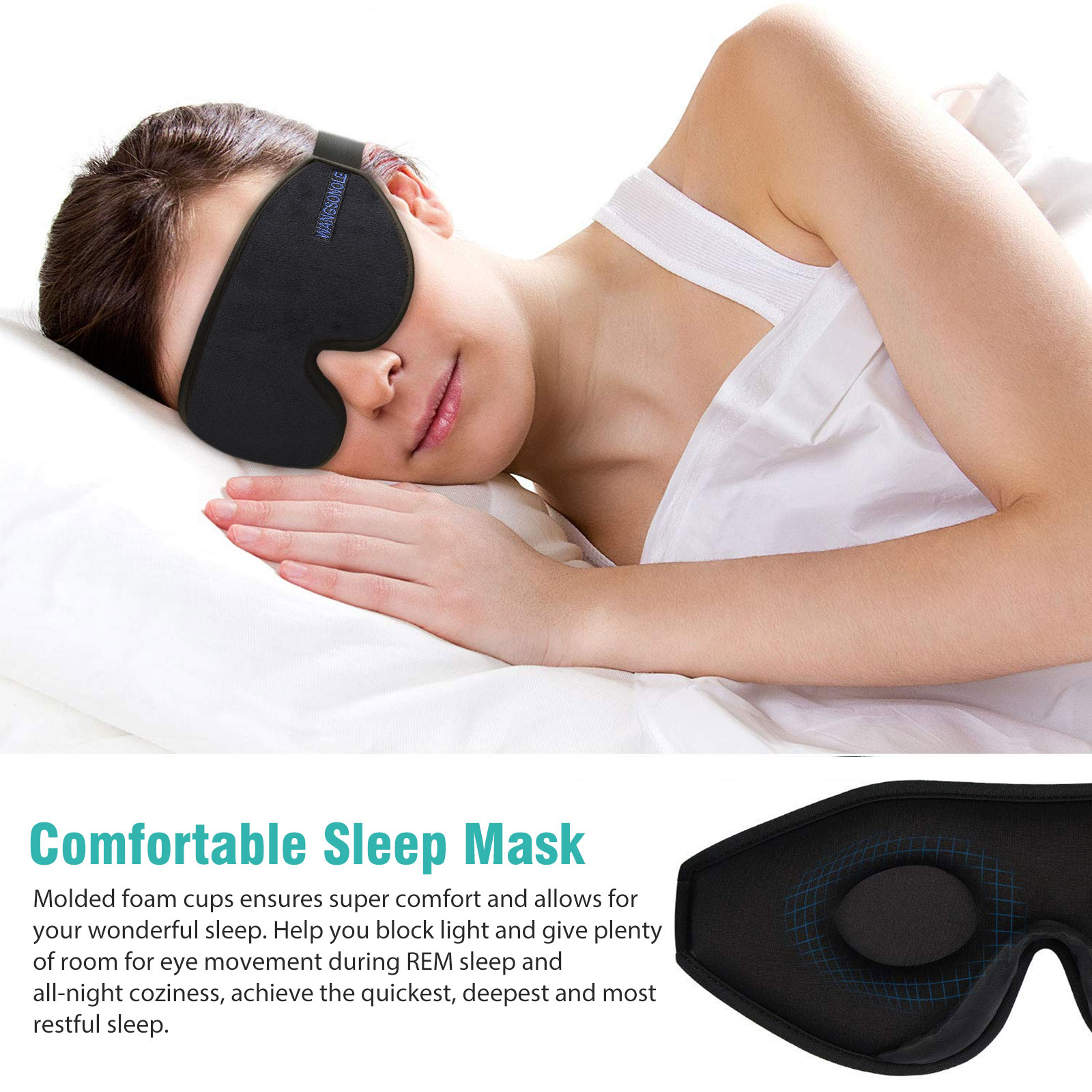 3d Soft Rest Relax Blindfold Contoured Travel Sleep Eye Mask For
