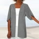 thumbnail image 1 of ICHUANYI Clearance Women Fashion Cardigan Up Casual Solid Color Half Sleeve Hoodeless Top(Gray, XXL) ICHUANYI WER2023080809745, 1 of 6