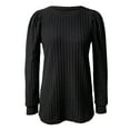 thumbnail image 4 of Women's Long Sleeve Shirts 2026 Spring Trendy Crewneck Basic Ribbed Knitted Casual T Shirt Blouse, 4 of 4