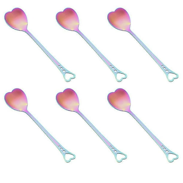 6pcs Coffee Spoons Heart Shaped Stainless Steel Tea Spoon Flatware Ice Cream Spoon