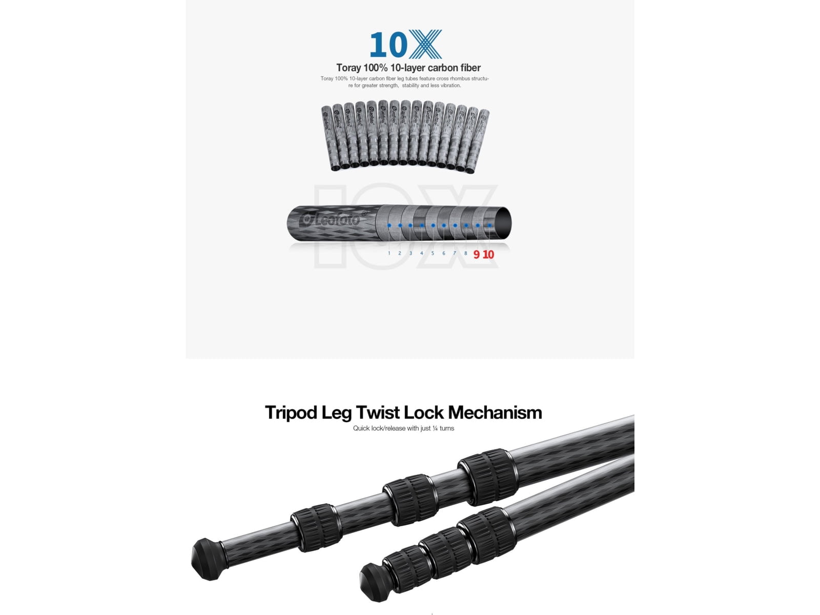 Leofoto SA-324CLX/MK-40X/GS-3 Outdoors Tripod w/ Ball Head and Clamp Set, Black